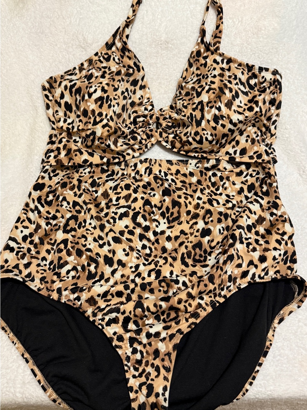 Leopard Print Cutout One-Piece Monokini Swimsuit